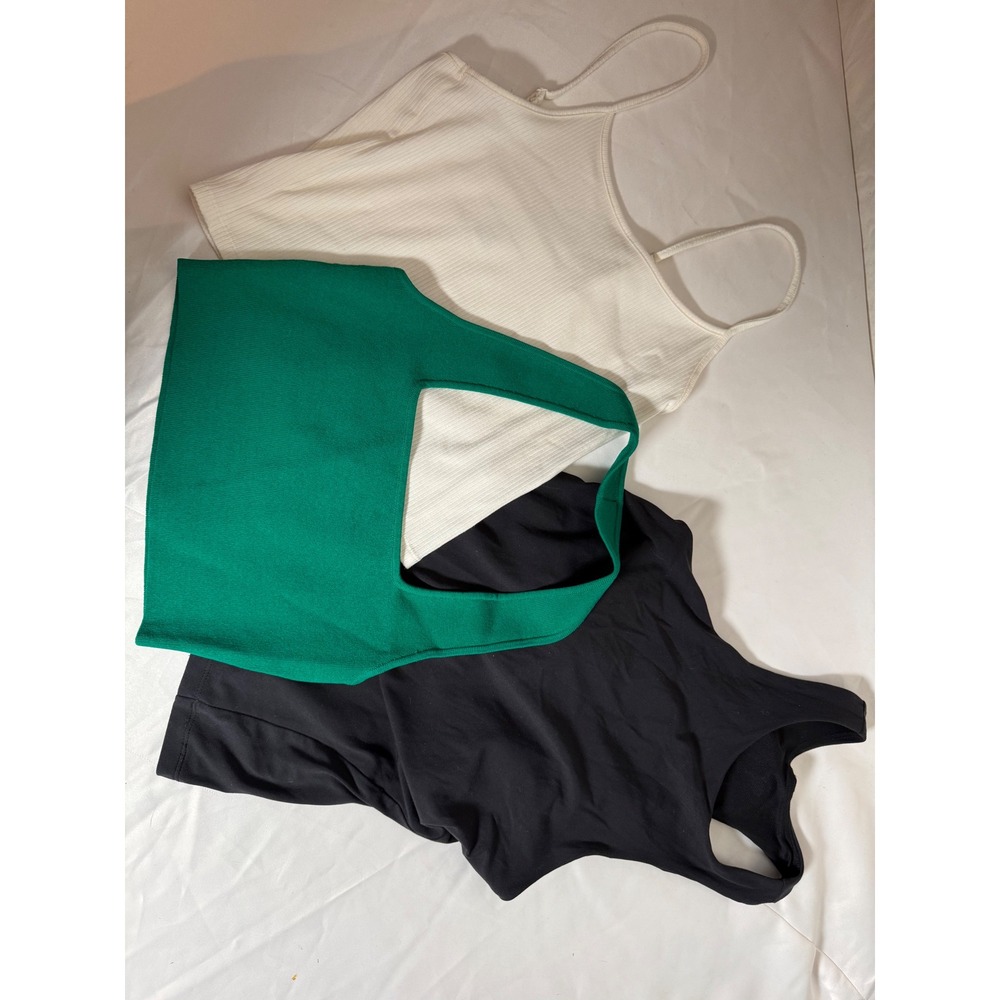 Lot 3 Women Tank Tops American Eagle,‎ black Athletic, and Green Knit the drop S